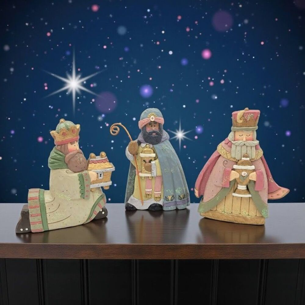 Kurt S. Adler Nativity Three Kings 4.5" Vintage 3‑Piece Resin Christmas Figures